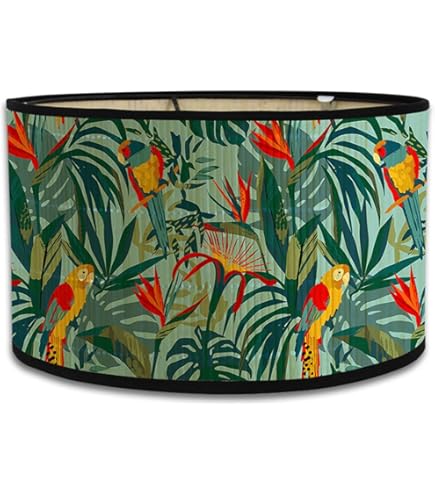 FANSU Abat-Jour En Tissu Classique Tambour Abat-jour, Géométrie Remplacement Abat, Jour Fait à La Main, Pour Lampe De Table Suspension Lampe De Chevet Lampadaire (Cercle,30x30x20cm