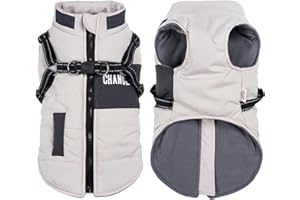 Oslueidy Chaquetas de Invierno para Perros,Abrigos cálidos para Perros Ropa Reflectante para Perros Chaleco Impermeable para Cachorros con arnés para Perros pequeños y medianos