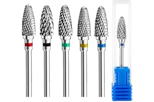 SILENT-QIAOYOU 5 Stück Hartmetall Bits, Wolframcarbid Nagelfeile Bits, Nagelbohrer Bits für Nagel Gel, Nagelfräser Bits,Dauerhaft Wolfram Nagelfeile Bits, Nagelfräser Aufsätze, für Maniküre Pediküre Nagelpflege
