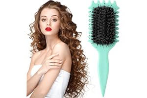 JESSHINY Bounce Brush Curl,Curl Defining Brush,Curl Define Styling Brush for Detangling,Shaping and Defining Curls,Boar Bristle Hair Brush Styling Brush for Women Girls (Green)