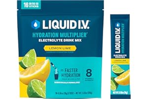 Liquid I.V. Hydration Multiplier, Electrolyte Powder, Easy Open Packets, Supplement Drink Mix (Lemon Lime, 16 Count)