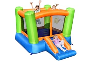 DREAMADE Aufblasbare Hüpfburg mit Rutsche & Sprungbereich, Castle Bouncer, Kinder Spielburg für Indoor und Outdoor, Springburg für Kinder ab 3 Jahren, 250 x 197 x143 cm (ohne Gebläse)