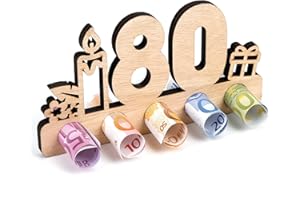 EUES Geldgeschenke Verpackung, 80 Geburtstag Geldgeschenk Holz, 80 Geburtstag Frauen, Geschenke Holz, Geldgeschenke Geburtstag Jubiläum Geschenk, Geburtstag Männer, Geschenk für Frauen(16*0.7*8.5cm)