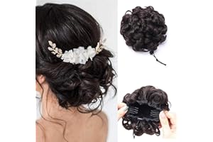 Silk-co Dopinka do wysoko upiętych włosów, koński ogon, chaotyczne koński ogon, 1B, naturalna czerń