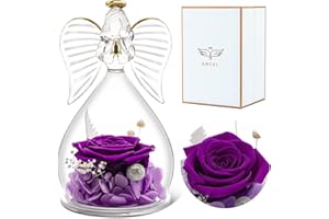 Sunia Rosa Eterna Rosa Preservada Regalo Mujer, Angel Figuras Regalos para Mama Día de San Valentín Regalo del día de la Madre para Madre Abuela Novia