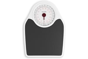 Salter 145 BKDR Báscula de baño mecánico Doctor Style - báscula de fitness, capacidad máxima de 150 kg, equipado con dial con visualización completa, pesaje preciso en kg, plateada y negra