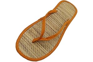 TDEOK Tongs pour Homme Et Femme, Pantoufles De Paille Été Bambou Flip Flops Sandales pour Adultes Chaussures De Plage Et Piscine pour Couple Claquettes Antidérapant Pantoufles Plat Léger