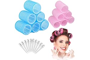 Juego de 22 rulos EUDUQ sin calor, autoadhesivos, pequeños rulos de 36 mm y 25 mm, con pinzas para pelo largo, mediano y corto, peluquería