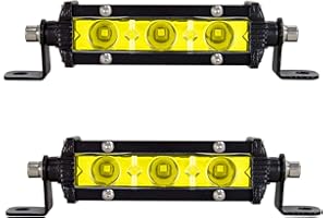 Willpower 2pc 5 Inch 15W Single Row LED Light Bar Yellow Amber Spot Beam Offroad Lights 12V 24V Fog Work Lamps Driving Lights for Truck Tractor 4x4 ATV UTV SUV Boat Marine