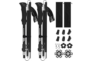 SanRes Bastoncini Trekking Pieghevoli in Alluminio 7075, Bastoni Trekking da Regolabile 115-135cm, Nordic Walking Bastone Trekking con Manico in Eva per Montagna Escursioni e Sci