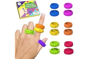Felly 12 Piezas Fidget Sensory Rings Toys, Silicone Anillos de Acupresión para Autismo y ADHD, Facilidad Ansiedad y Estrés, Juguetes Calming Sensoriales Anillo para Niños, Adolescentes, Adultos