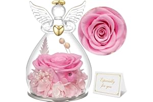 Sunia Rosa Eterna Regalos Originales para Mujer, Flores Preservadas Regalo Mama, Flore Eterna con Figura Ángel Regalo Madre Abuela, Regalo Cumpleaños Mujer, Regalo Navidad San Valentin Dia de la Madre