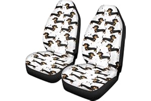 Xoenoiee Dachshund White Print Car Seat Cover Universal Fit 2 PCS Car Front Seat Cover Car Seat Protector for Truck SUV VAN