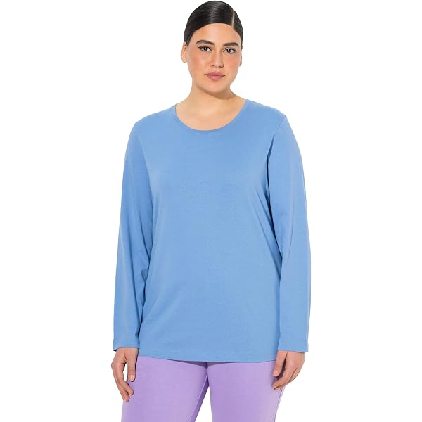Ulla Popken Rundhalsshirt T-Shirt Pailletten-Blüten Oversized Rundhals