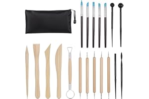 Thinp 20Stk Modelierwerkzeug,Töpferwerkzeug Set,Keramik Werkzeug,Sculpting Polymer Clay Tools,Modelliermasse Werkzeug,Keramik Ton Werkzeug,für Anfänger Töpfer Künstler Modellbau Schnitzarbeiten Kerzen