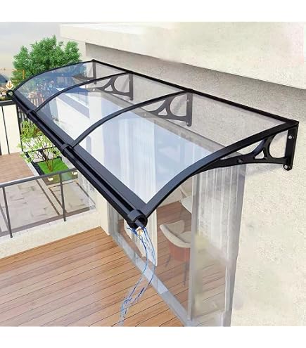 Pensilina Esterna In Policarbonato – Tettoia Per Porta/finestra, Dimensioni 60-120 Cm, Supporto Alluminio, Impermeabile