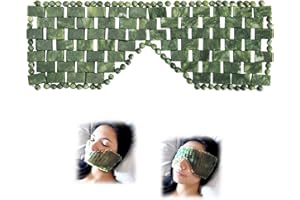 HASAIKA® Maschera per Gli Occhi in Giada, Maschera Per Occhi In Pietra, Naturale Pietre Di Giada Anti Invecchiamento, Aiuta A Ridurre il Gonfiore Degli, il Mal di Testa (verde scuro)