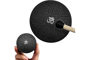 YEJAHY Tongue Drum Steel Tongue Drum 3 Zoll Stahlzungen 6 Töne Zungentrommel, Mini Pan Drum Handpan Instrument Schlagzeug mit Schlägeln Meditation Yoga Klangheilung(Schwarz)