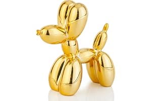AMOIENSIS Shiny Balloon Dog Statue Decor, 4 inch Electroplate Gold Balloon Dog Animal Sculpture, Small Nick Nacks for Shelf Decor, Small Eclectic Decor Desktop, Vibrant Balloon Dog