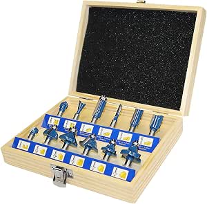 Set 6 Frese Freud Per Legno - HW Metallo Duro, Gambo 8 Mm, Diametri 8/10/12/16/18/20 Mm, Rivestimento Perma-SHIELD