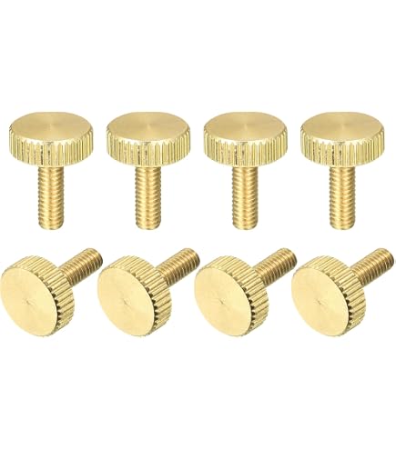 Lot De 8 Boutons Moletés En Laiton - Vis Pouce M4x25mm - Pour Bricolage, Mécanique, Décoration