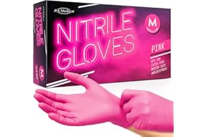 JFA Medical Disposable Powder Free Pink Nitrile Gloves - Box of 100 (Medium)