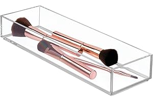iDesign Organizador de maquillaje y cosméticos, organizador de cajones mediano de plástico libre de BPA, caja apilable para baño, cocina y oficina, transparente