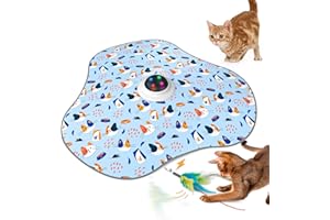 Oiyeefo Interactive Cat Toys Rechargeable: Interactive Cat Toy with Chime - Automatic Cat Toys for Indoor Cats, Hide and Seek Cat Toy with Motion Moving Feather