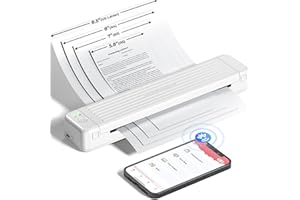 ASprink Mobiler Drucker A4 für Unterwegs, Tragbarer Drucker Thermodrucker A4 P831 für US Letter/A4/B5/A5, Drucker Klein Kompakt für Normalpapier/Thermopapier mit 1 P831 Use Ribbon - Weiß