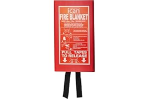 ICAN PRODUCTS iCan 1.0m x 1.0m Fire Blanket in PVC Box - Compact Storage Solution - Ready for Quick Emergency Use
