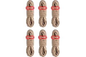 TRIWONDER Tent Guy Ropes 4mm Reflective Paracord Cord Guy Line with Adjuster 4m Tarp Rope for Camping Awning Hammock (Khaki - 6 Pcs)
