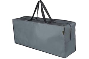 HENTEX Auflagentasche Schutzhülle für Gartenpolsterauflagen, 125×50×32cm cm, Aufbewahrung von Gartenpolster Aufbewahrung Tasche mit Tragegriff, Grau