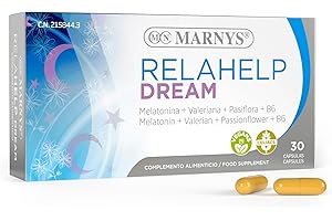 MARNYS Relahelp Dream - Melatonina, Valeriana, Pasiflora y Melisa - Concilia el sueño y promueve la relajacion - Buen descanso - 30 cápsulas vegetales para un mes