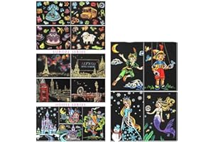 SiYear Papeles para rascar Tarjeta postal Rainbow Sketch, pintura para rascar Graffiti Regalo creativo para niños y adultos, tarjeta postal con sobre mini Arte y manualidades con 4 herramientas(16pcs)