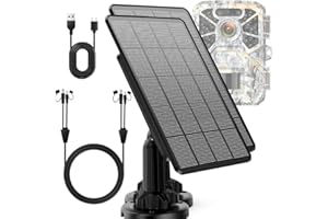 LIFEMOI 2Pack Trail Cameras Solar Panel 12V/1A 6V/2A with Build-in 4000mAh Rechargeable Lithium Battery IP66 Waterproof Hunting Accessory Compatible with Hunting Game Cameras or Deer Feeder (2)