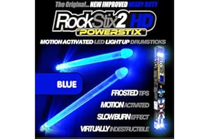 ROCKSTIX 2 HD BLUE, BRIGHT LED LIGHT UP DRUMSTICKS, with fade effect, Set your gig on fire! (BLUE ROCKSTIX)