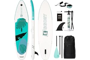 Eggory Juego de Tabla de Paddle Surf Hinchable, Ultraligera para Todos Niveles de dificultad, Tabla Paddle Surf, Remo Adj, hinchador, Mochila Viaje ISUP, Correa, Bolsa Impermeable 335 * 81 * 15