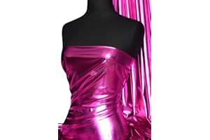 Mirror Foil High Shine Liquid Wet Look Stretch Fabric | Stunning Dressmaking & Display Material | Same Day Dispatch | Sold by The Metre | by Tia Knight (Cerise Pink, 1 Metre)