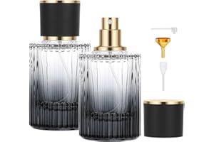 Segus Perfume Bottle Refillable Spray, 2 Pcs 50ml Glass Perfume Bottles, Empty Fragrance Atomiser, Leakproof and Portable, for Daily and Trips (Gradient Black)