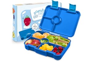 schmatzfatz Brotdose Kinder mit Fächern, BPA Frei Lunchbox Kinder, Bento Box Kinder, Brotbox für Mädchen & Jungen, Snackbox, Perfekt für Schule, Kindergarten & Ausflüge (Blau)