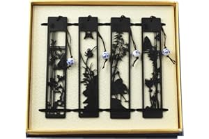 MORAPHEE Segnalibri in legno di ebano 4 pezzi incastonati a mano con il contenitore di regalo per il regalo di compleanno