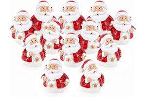 Logbuch-Verlag Mini Nikolaus Figuren 3 cm – 12 Stück kleine Weihnachtsmänner rot-weiß mit goldenem Stern – Tischdeko & Wichtelgeschenk Weihnachten