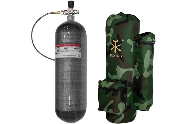 TUXING 4500psi Carbon Fiber Air Tank 6,8 l Diving Scuba med bärväska, PCP paintball tryckluftssystem med ventil regulator manometer för PCP luftgevär