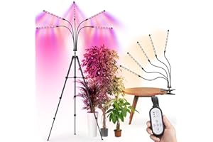 Jubor LED Pflanzenlampe Vollspektrum, Pflanzenlicht mit Ständer, Pflanzenleuchte LED mit 3 Farbmodi Dimmbare und 10 Helligkeit, Pflanzenwachstum Lichter mit Auto Timer für Pflanzen Gemüse Sämlinge