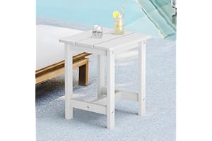 LUE BONA Table Basse Carrée Extérieure en HDPS,Design Adirondack, Table Basse de Jardin Carrée pour Patio,Terrasse,Jardins,Balcons,41 x 31 x 43 cm,Blanc