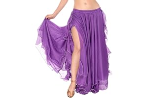 YJZQ Jupe Mousseline Sans paillette Femme Robe de Danse Côté de Fente Haut Costume Danse Orientale avec élastique Flamenco Jupe Élégante Flamenco Jupette Ceinture NON INCLUS 96x40CM