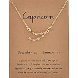 Young & Forever 18K Gold Plated 12 Zodiac Sign Constellation Letter Pendant Necklace for Women Girls, 18" Birthday Gift: 