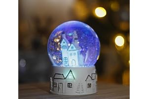MARCO PAUL INTERIORS Marco Paul - Globo de Nieve Musical de Navidad para el Invierno y la casa del país de Las Maravillas Musicales Que cambian de Color para Navidad, Esfera de 10 cm, Escena Festiva