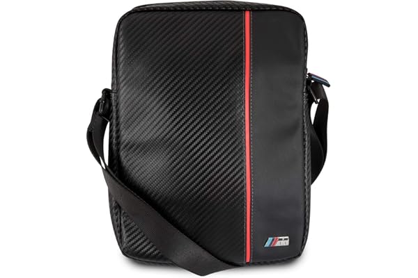 Sacoche Tablette Cuir BMW Carbone/Rayure Rouge