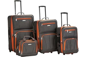 Rockland Equipaje Journey Softside Set Vertical, Gris Oscuro, Talla única, Juego de Equipaje de 4 Piezas